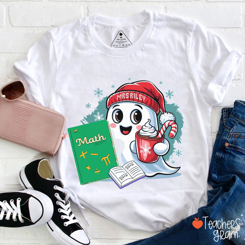 Coffee Ghost Christmas Math Teacher T-Shirt