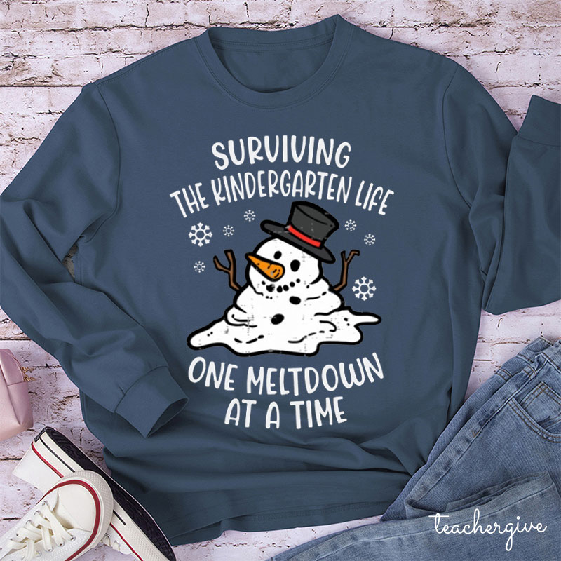 Personalized Surviving The Teacher Life One Meltdown At A Time Teacher Long Sleeve T-Shirt