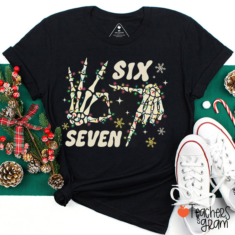 Six Seven Skeleton Hands Comfort Colors Teacher T-Shirt