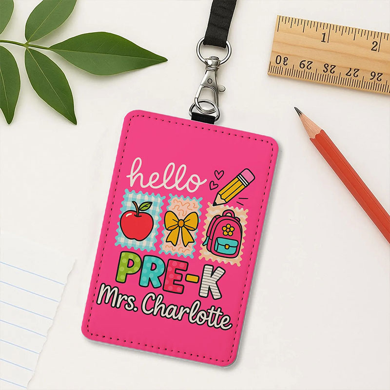 Personalized School Hello Name Teacher Card Holder