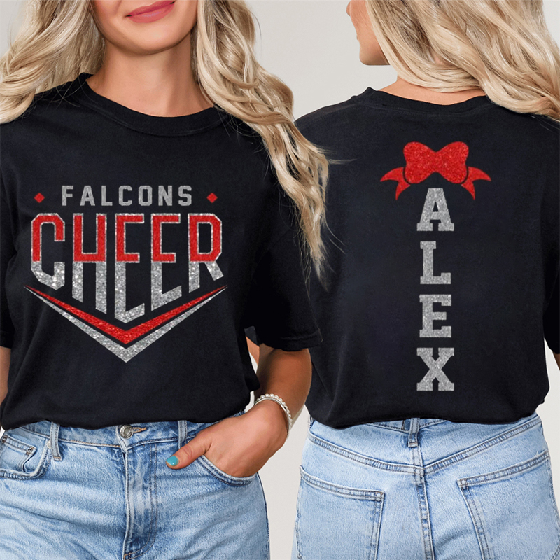 Personalized Mascot And Name Cheer Teacher Two Sided T-Shirt