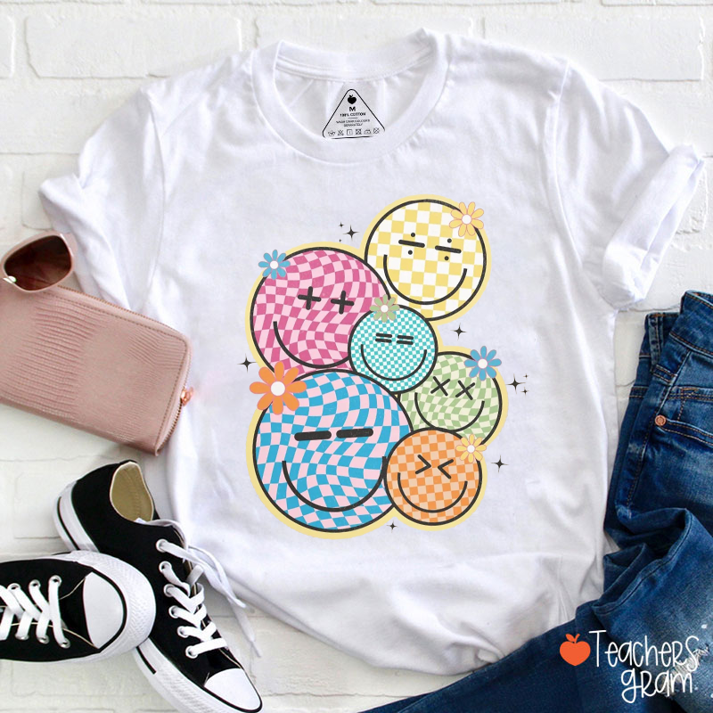 Mathematical Symbols And Smiley Faces Teacher T-Shirt