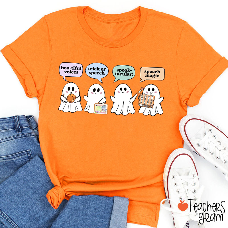 Boo-tiful Voices Trick Or Speech Spook-tacular Speech Magic Teacher T-Shirt