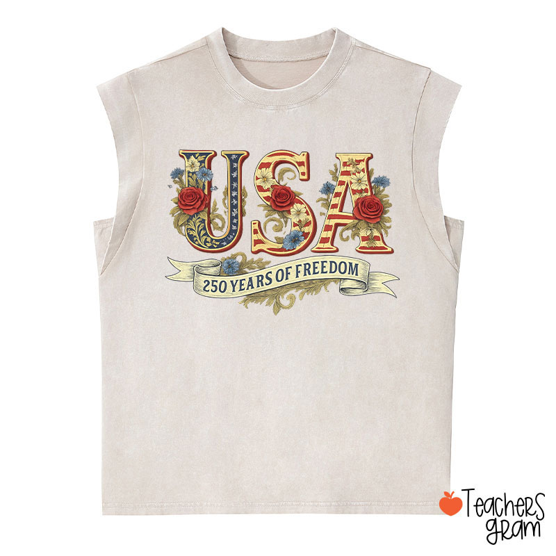 Usa 250 Years Of Freedom Teacher Washed Tank Top