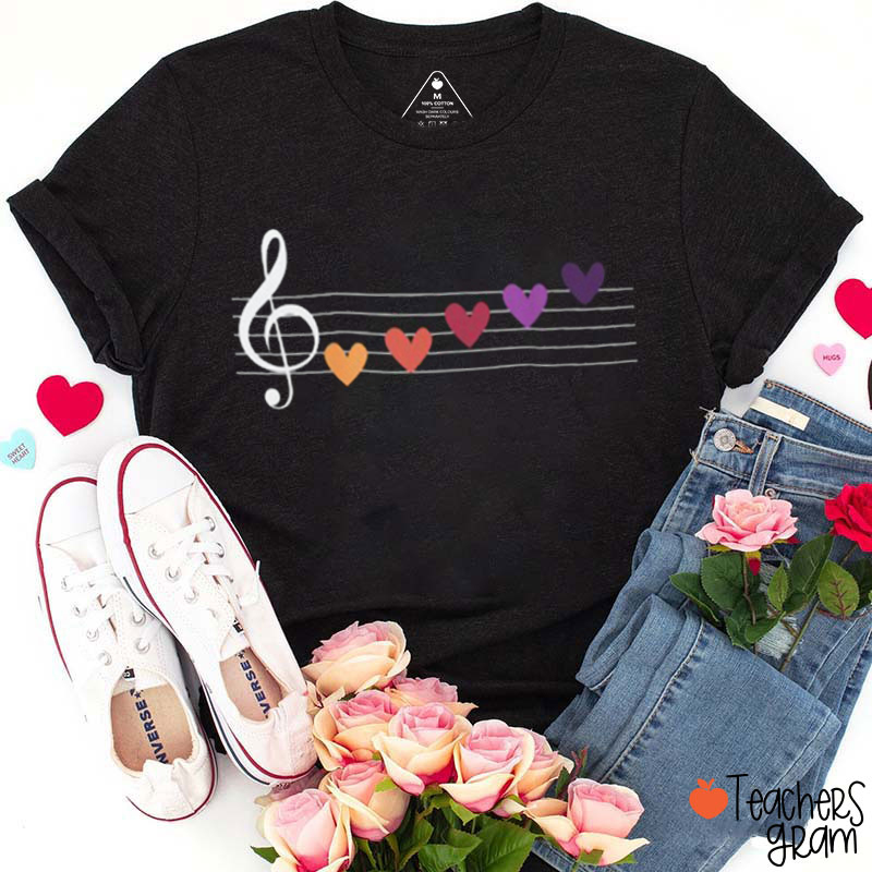 Love Music Notes Teacher T-Shirt