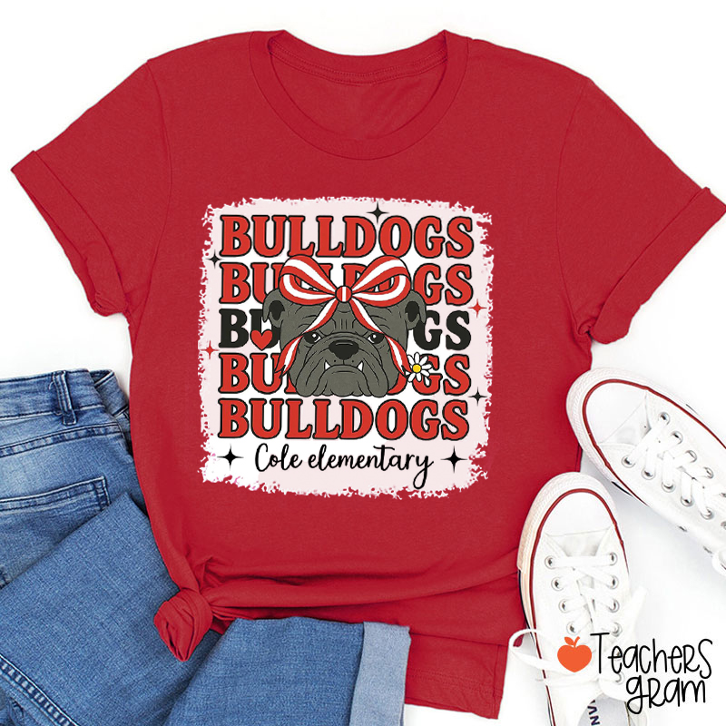 Personalized Mascot Cute Bow School Spirit Teacher T-Shirt