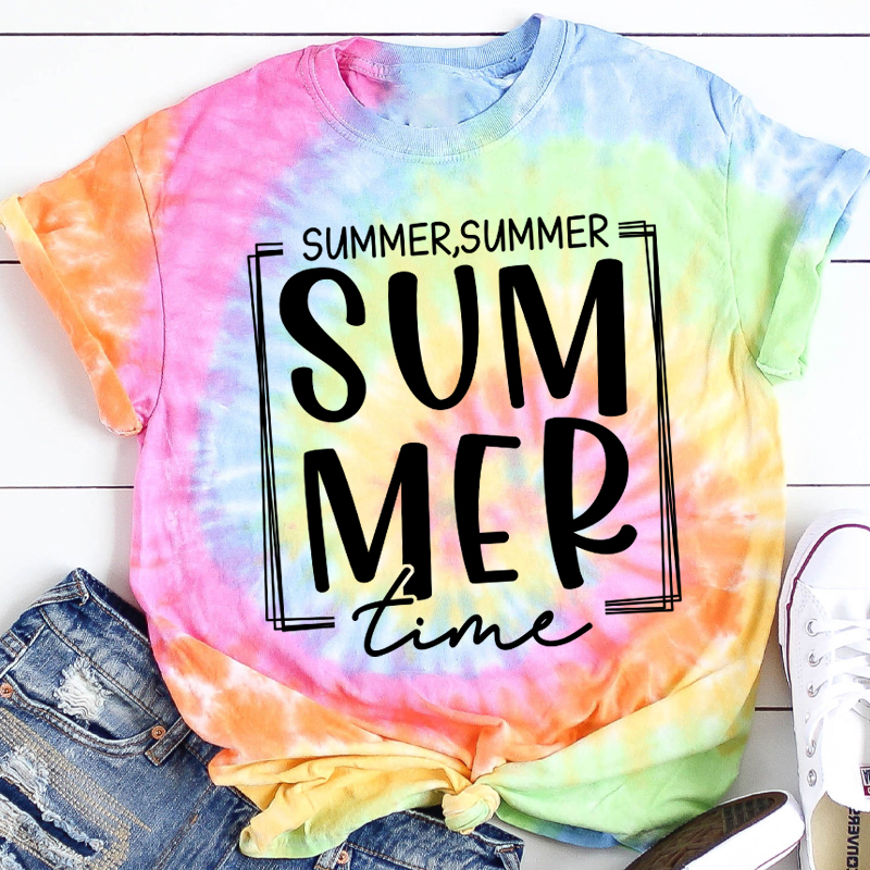 Summer Summer Summer Time Teacher Tie-dye T-Shirt