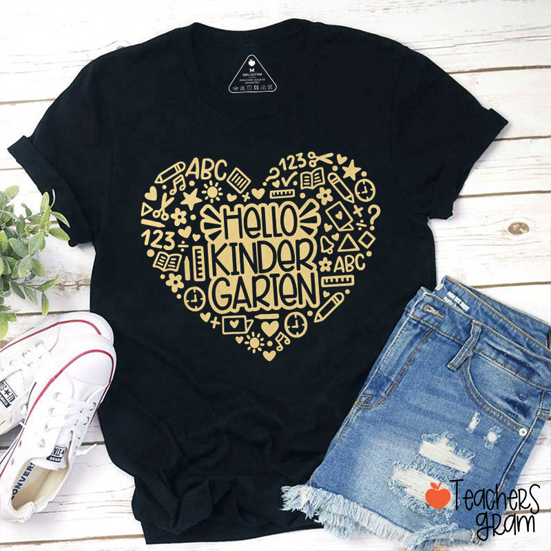 Personalized Grade Hello Love Heart Teacher T-Shirt