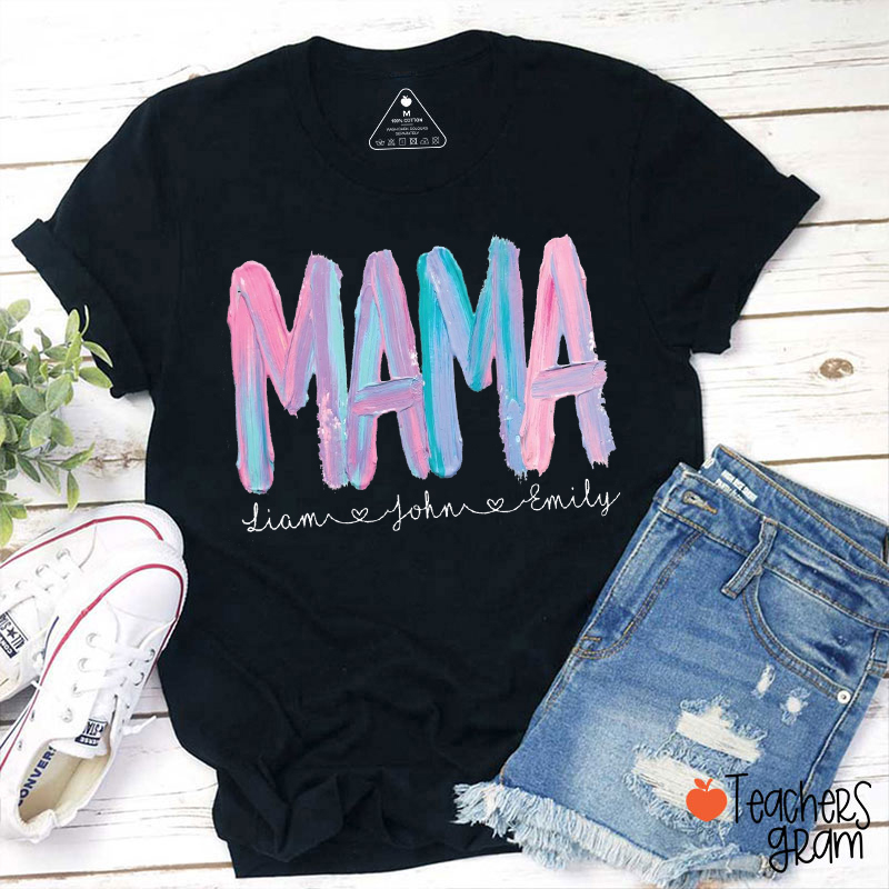 Personalized Kids Names Mothers Day Teacher T-Shirt