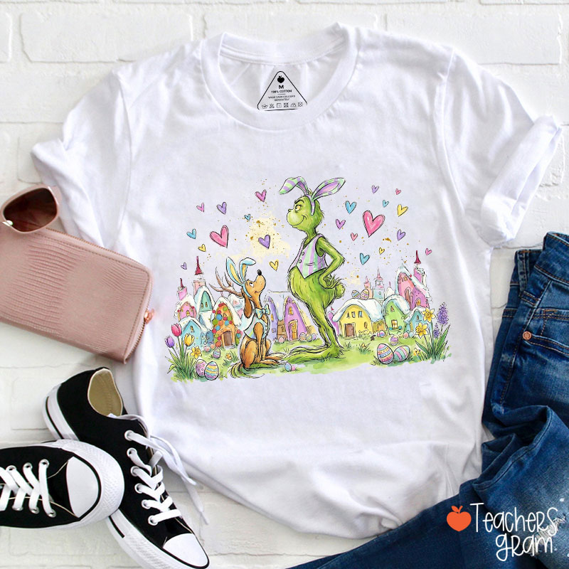 Easter Grinch Bunny Teacher T-Shirt