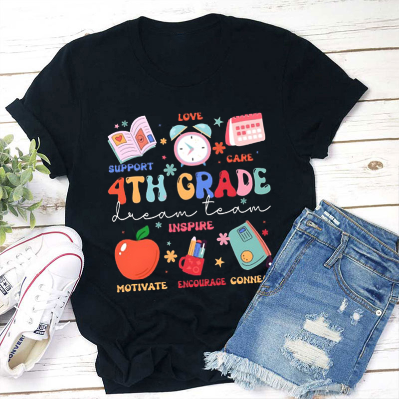 Personalized Grade Inspire Love Blessed Support Care Kind Teacher T-Shirt