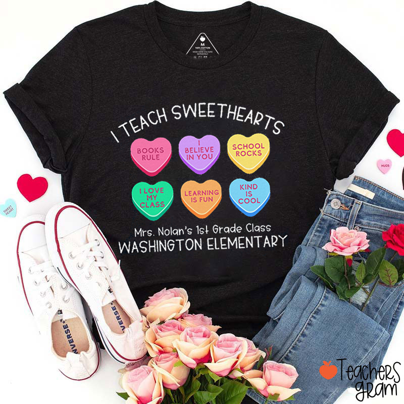 Personalized Name Grade Ande School I Teach Sweethearts Teacher T-Shirt