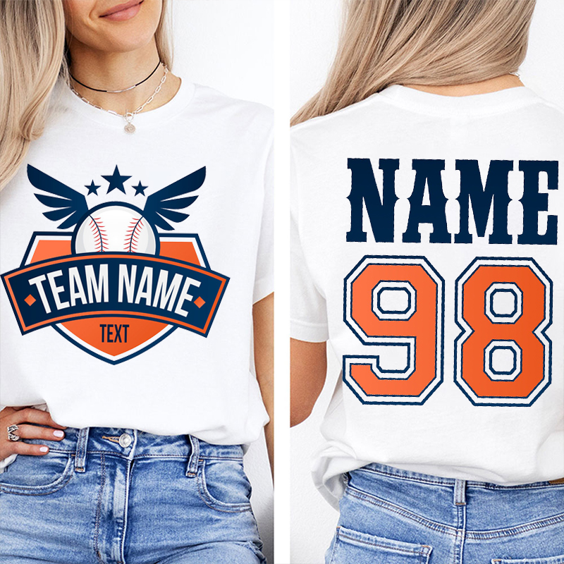 Personalized Mascot And Icon Baseball Teacher Two Sided T-Shirt