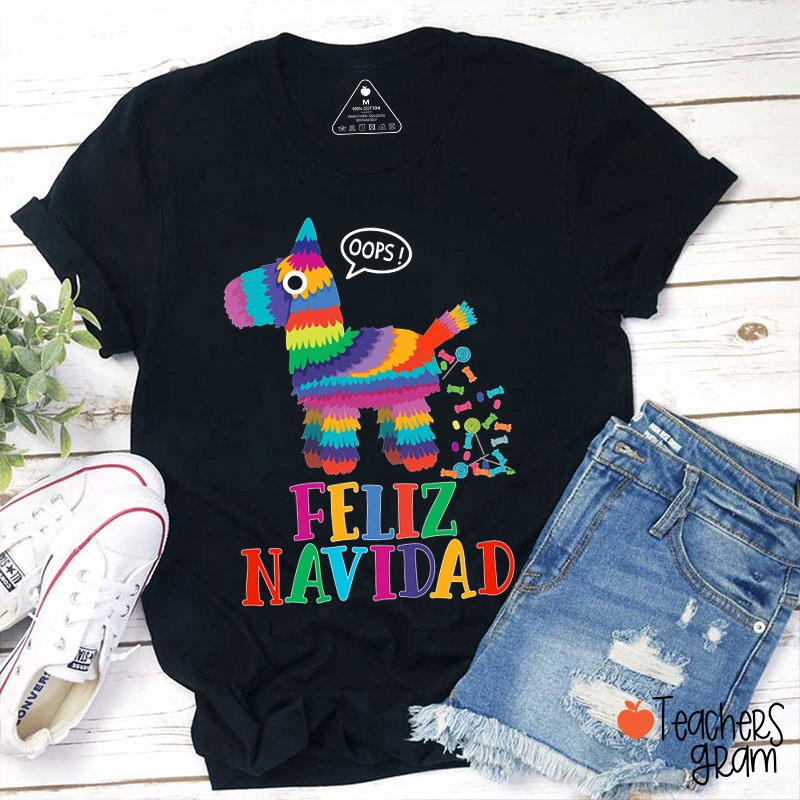 Oops Alpaca Feliz Navidad Spanish Teacher T-Shirt