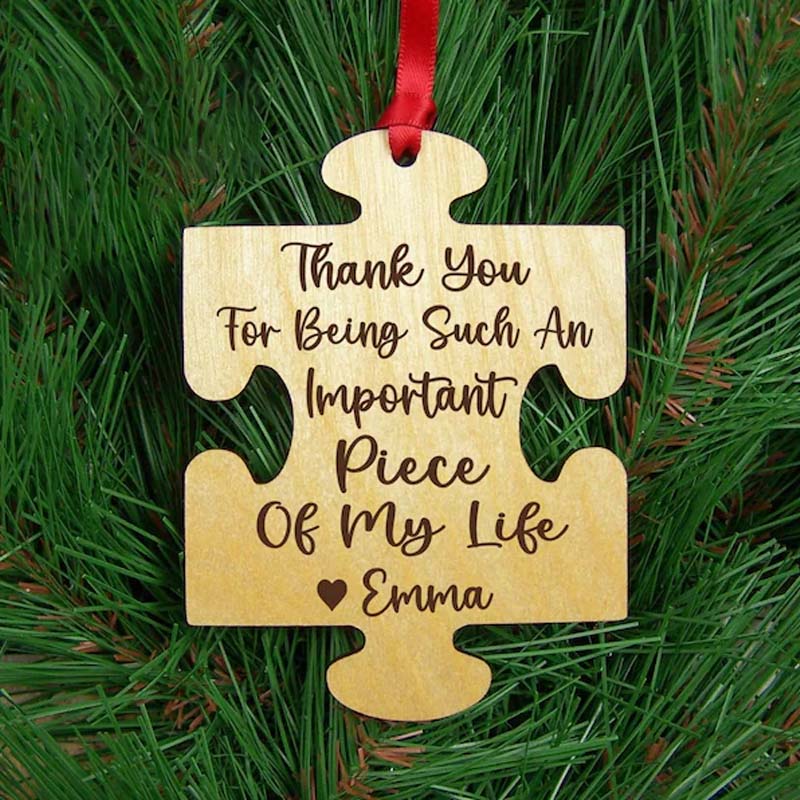 Personalized Thank You Teacher Wooden Christmas Ornament