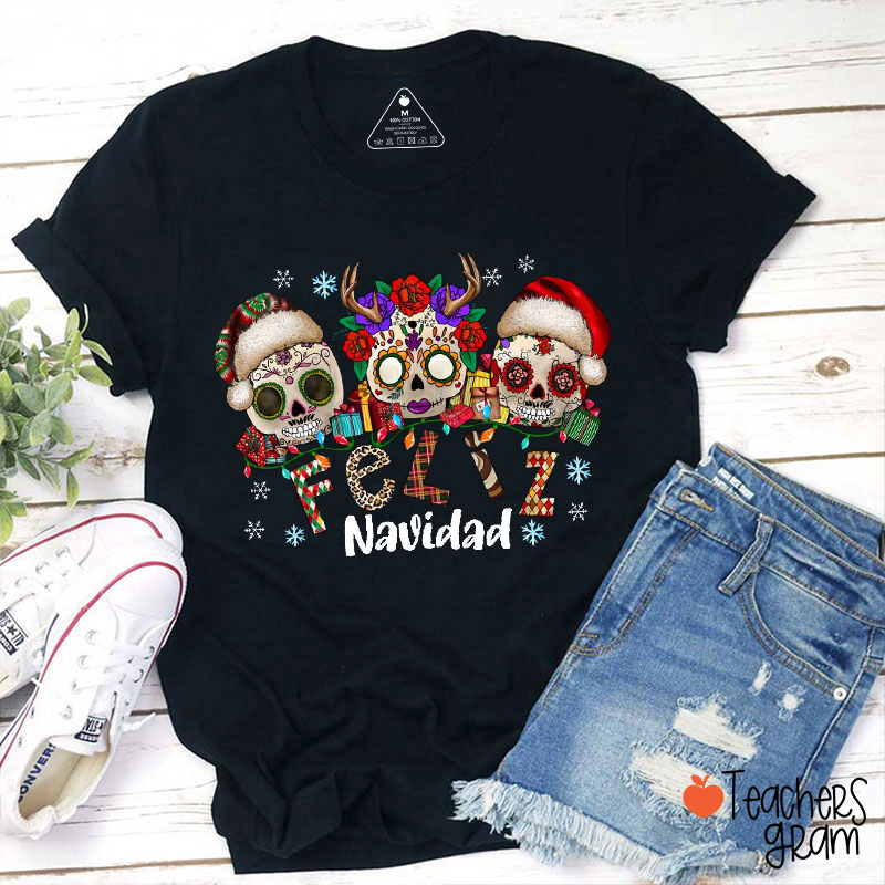 Feliz Navidad Cráneo Spanish Teacher T-Shirt