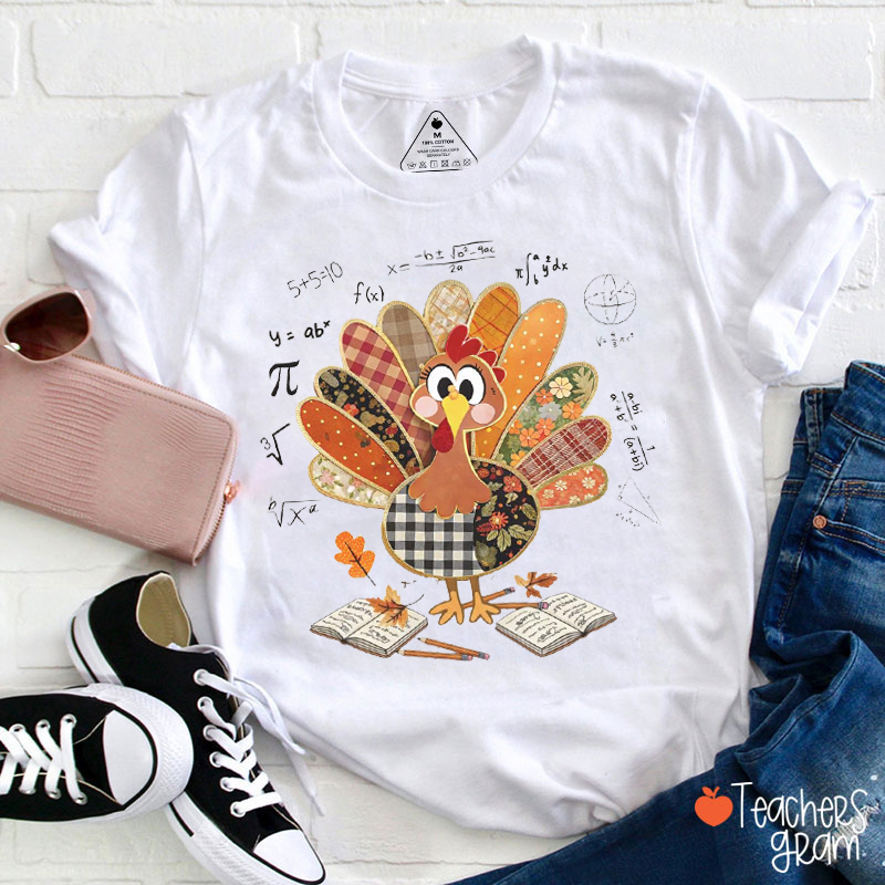 Thanksgiving Turkey Math Squad Teacher T-Shirt
