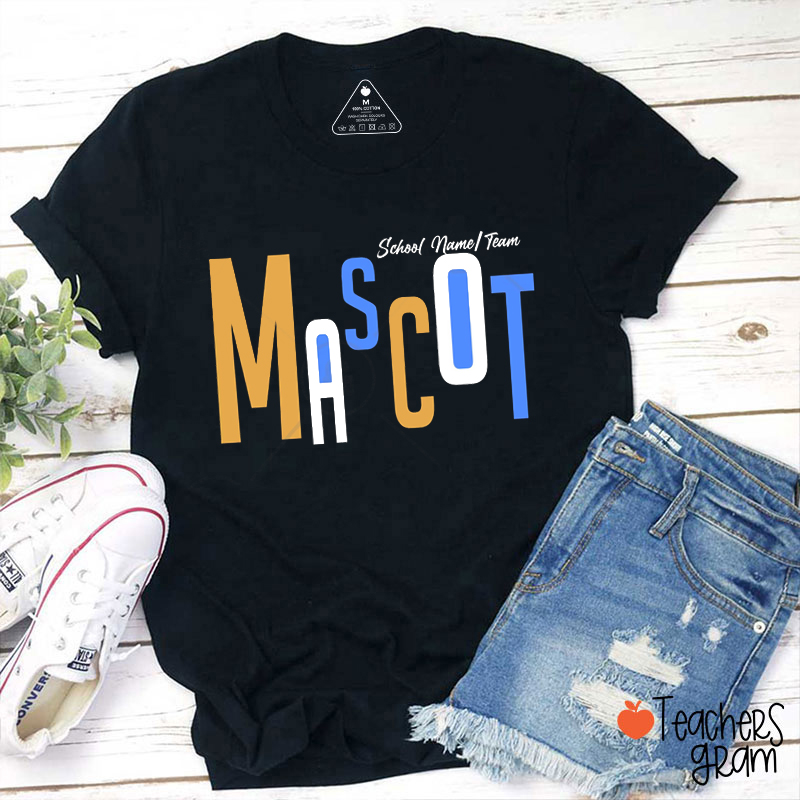 Personalized Mascot Staggered Typography Contrasting Colors Teacher T-Shirt