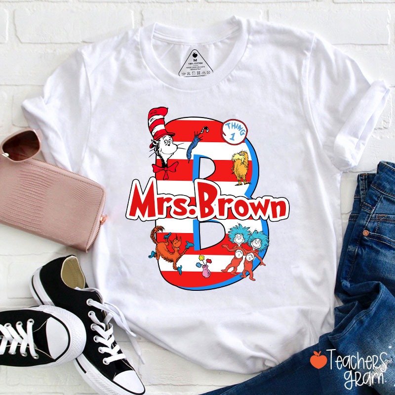 Personalized Children's Book Letter Name Teacher T-Shirt