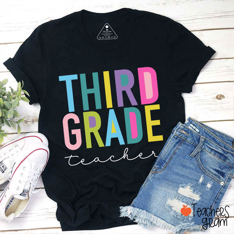 Personalized Colorful Flat Font Teacher T-Shirt