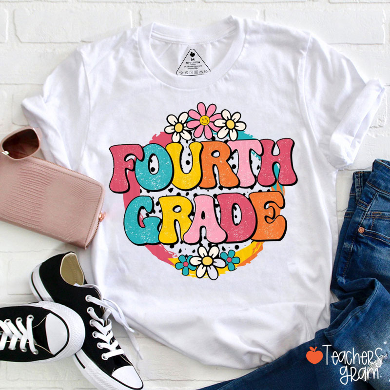 Personalized Colorful Grade Level Teacher T-Shirt