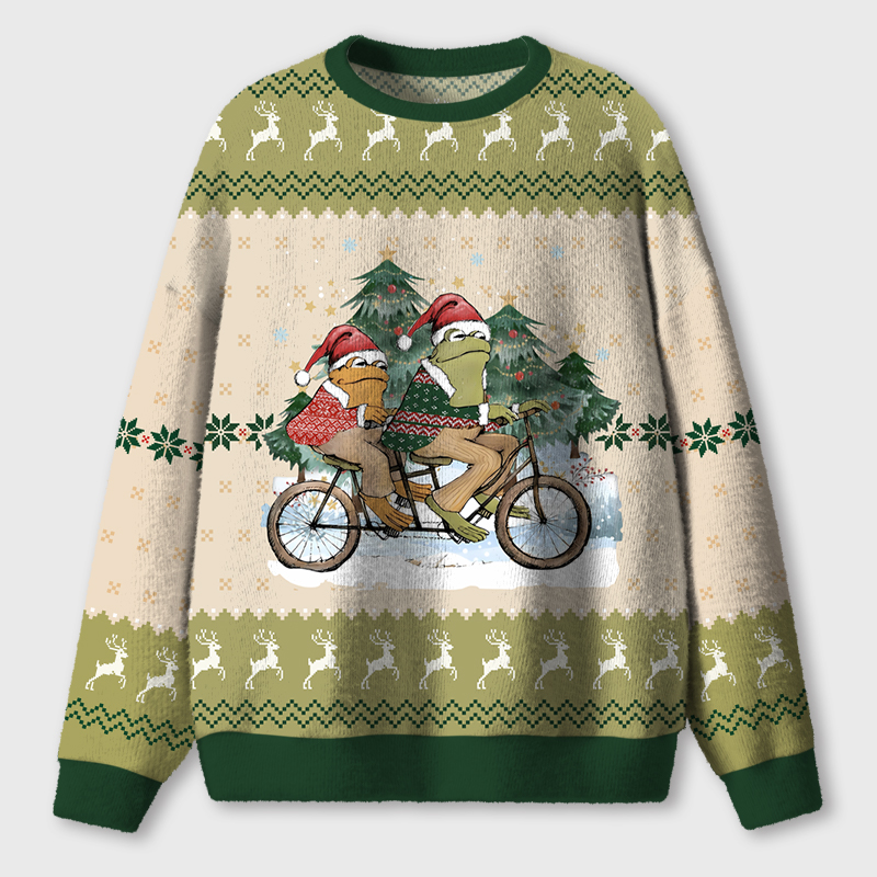 Frog's Christmas Trip Teacher Ugly Fluffy Christmas Sweater