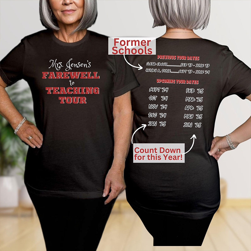 Personalized Farewell To Teaching Retirement Countdown Teacher Two Sided T-Shirt