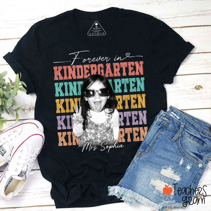 Personalized Photo And Name Forever In Grade Teacher T-Shirt