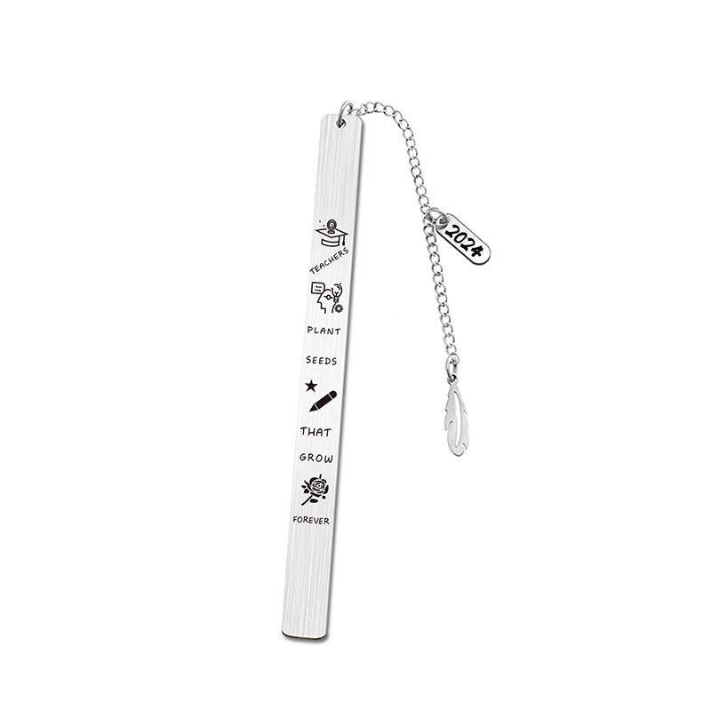 Oval Pendant With Leaves Teacher Bookmark