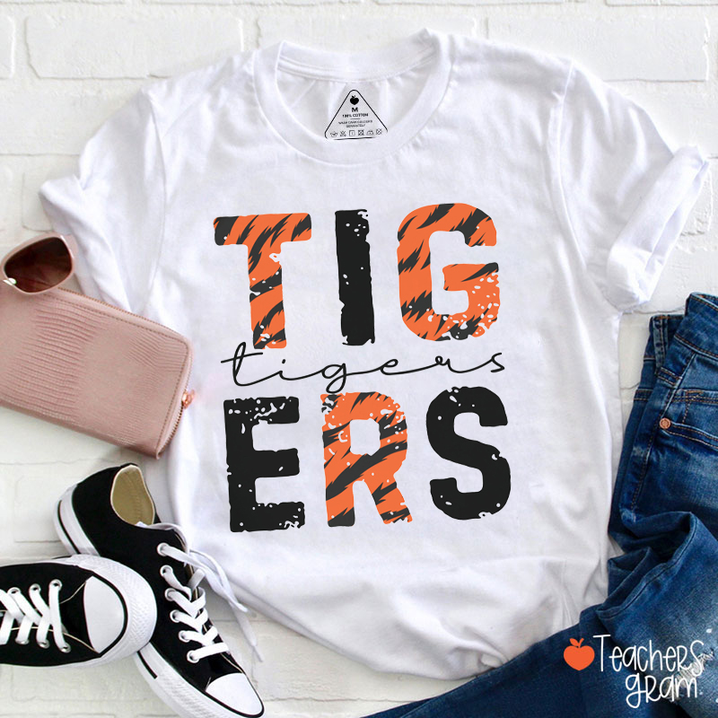 Personalized Mascot Pattern Game Day Teacher T-Shirt