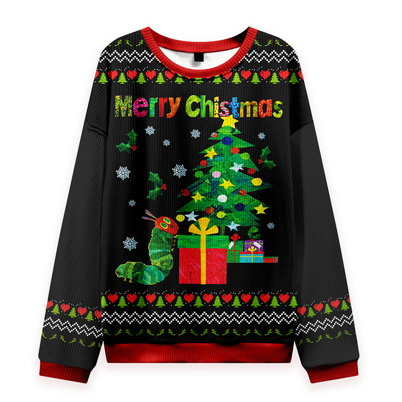 Merry Christmas Caterpillar Teacher Knit Sweatshirt