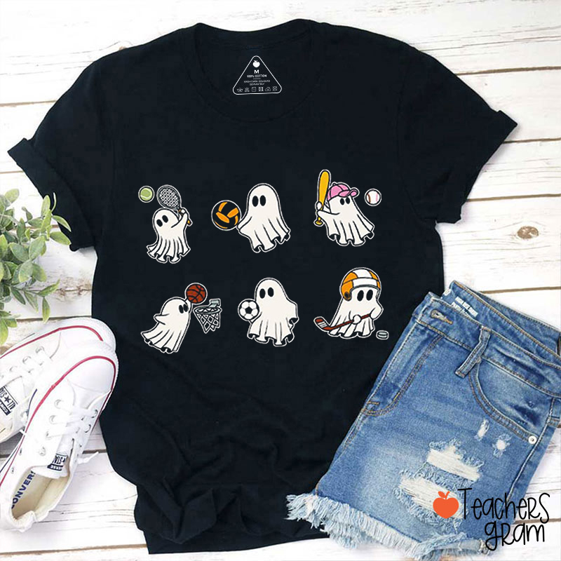 Sports Ghost Halloween Teacher T-Shirt