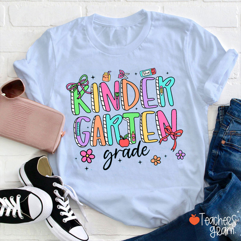 Personalized Grade 3D Stereo Fonts Teacher T-Shirt