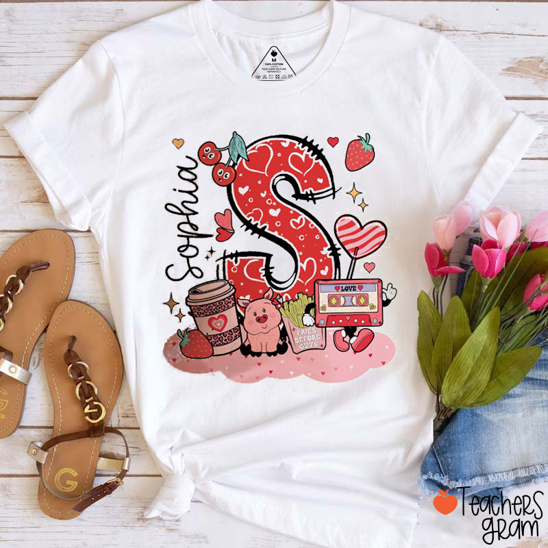 Personalized Name Valentine's Day Teacher T-Shirt