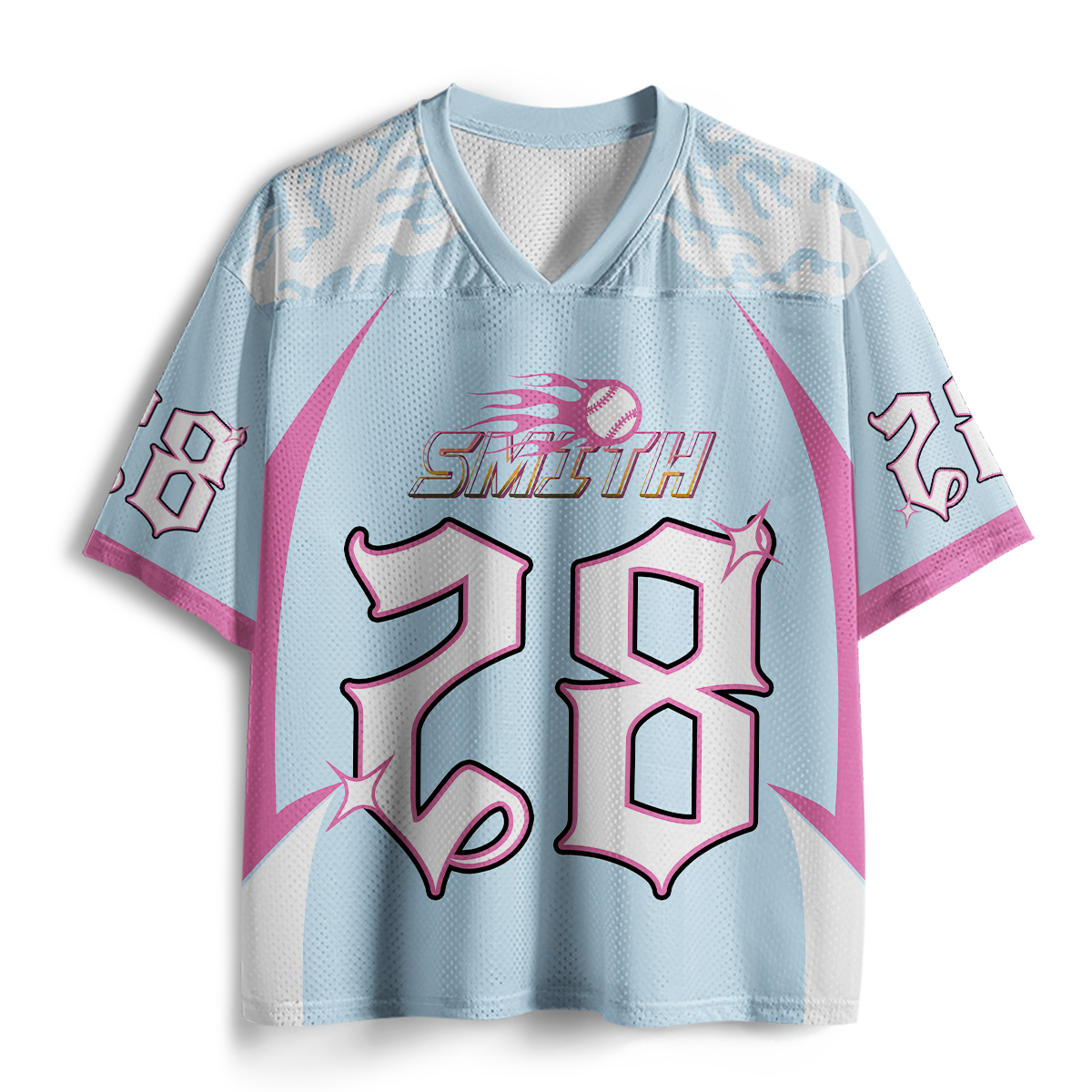 Personalized Name And Grade Flame Baseball Teacher Mesh Jersey