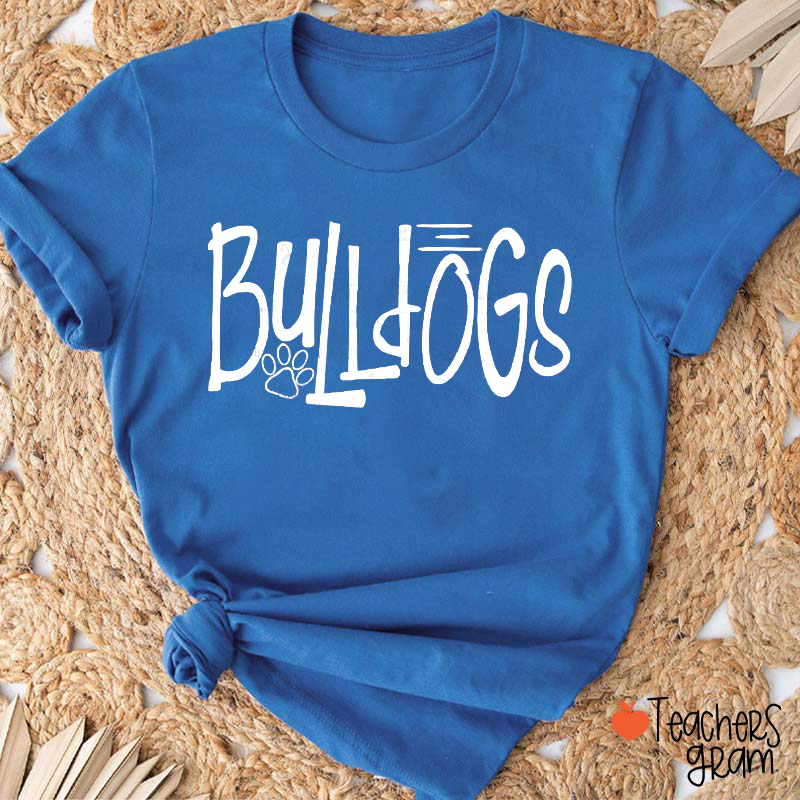 Personalized Mascot School Spirit Staggered Typography Teacher T-Shirt