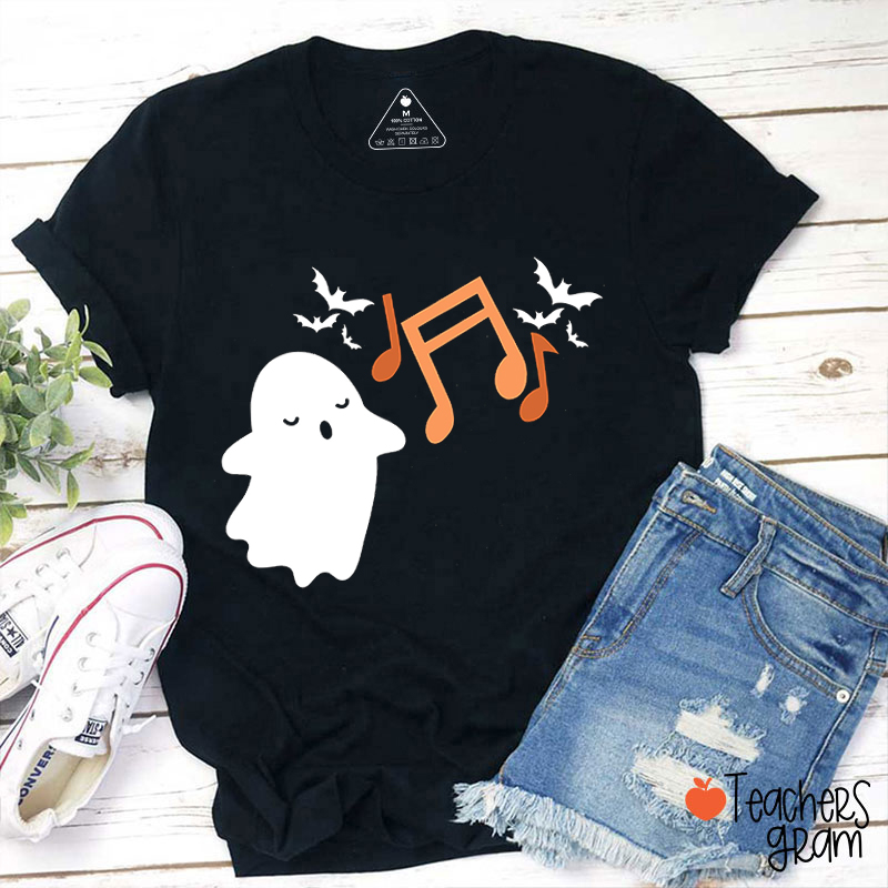 Singing Ghost Halloween Music Teacher T-Shirt