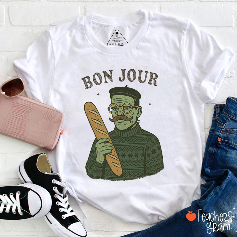 Bonjour Halloween French Teacher T-Shirt