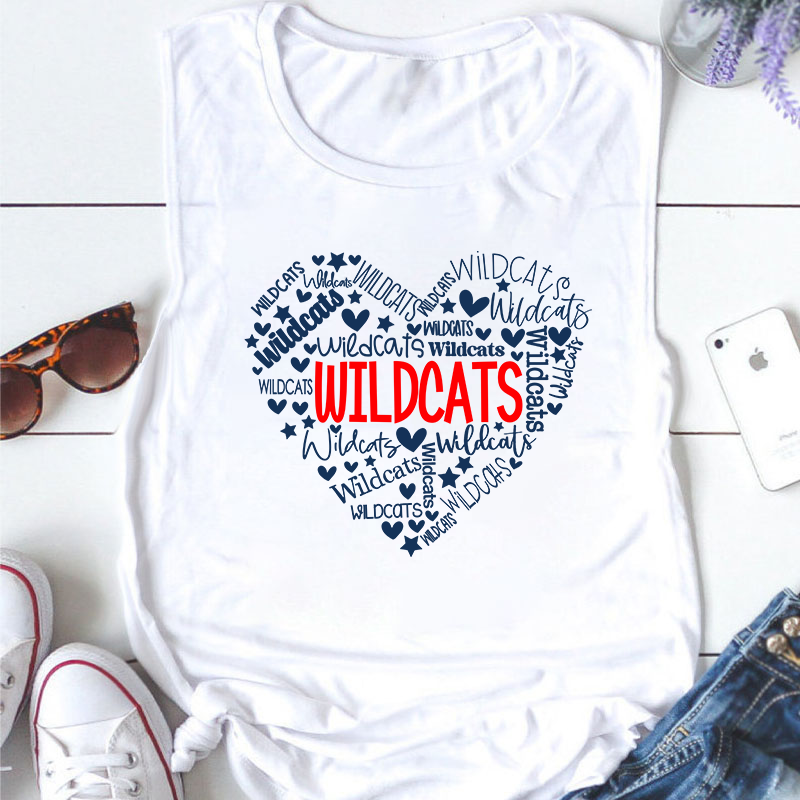 Personalized Mascot Heart Teacher Tank Top