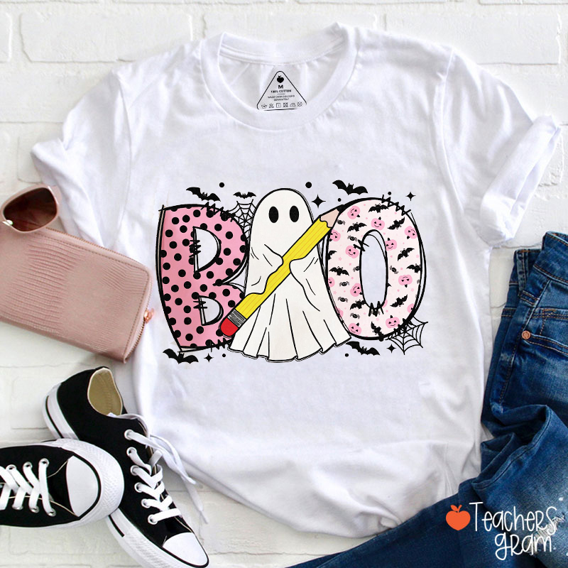 Boo Cute Ghost Halloween Teacher T-Shirt
