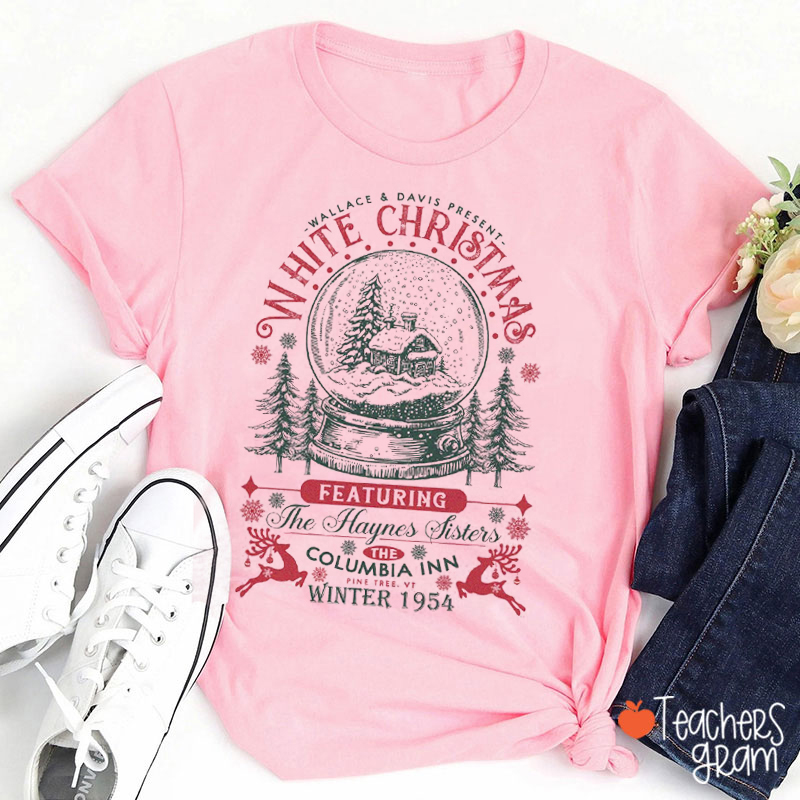 White Christmas Winter 1954 Teacher T-Shirt
