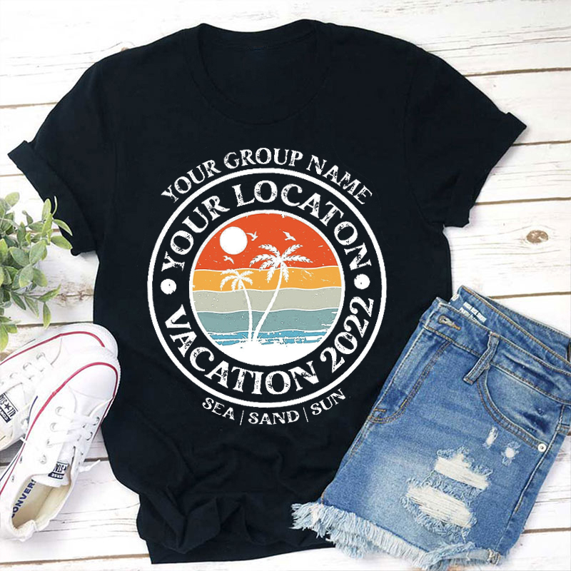 Personalized Summer Vacation Sea Sand Sun Teacher T-Shirt