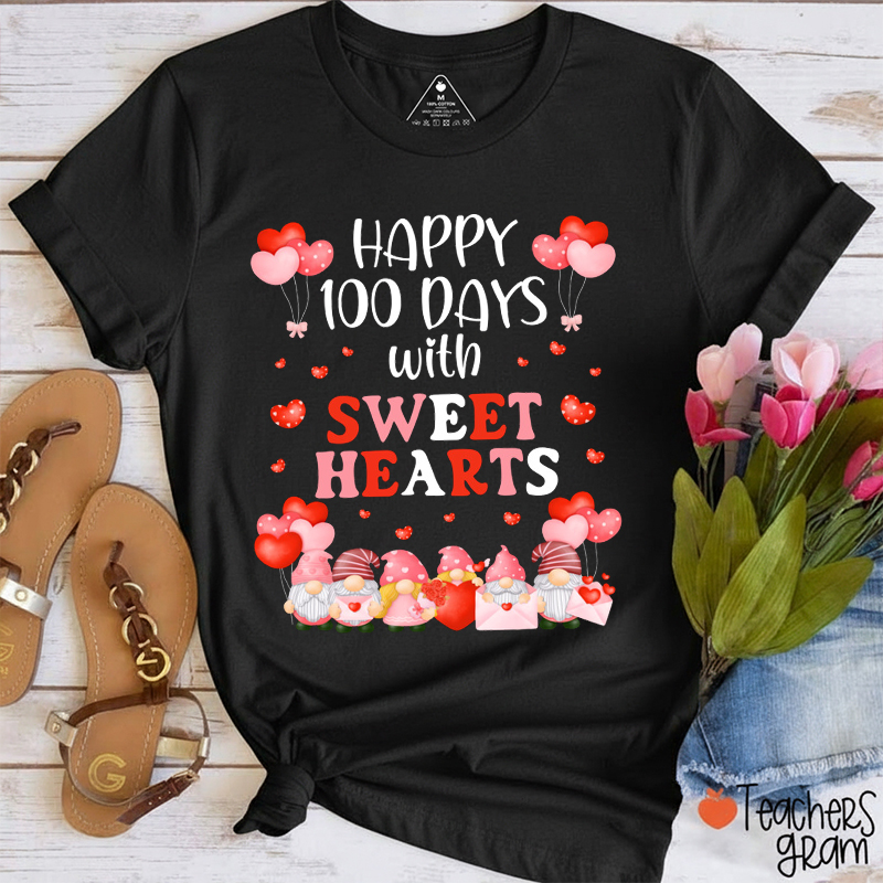 Happy 100 Days With Sweet Hearts Teacher T-Shirt