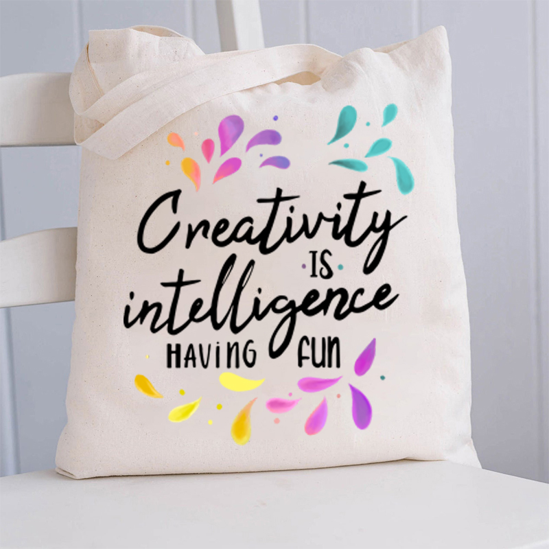 Creativity Is Intelligence Having Fun Teacher Tote Bag