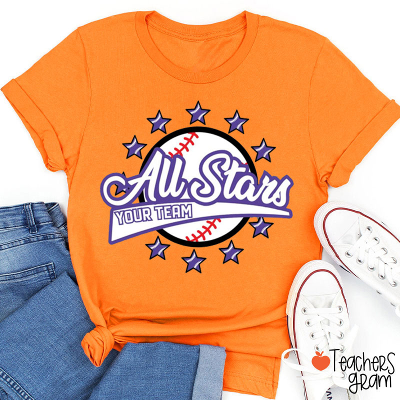 Personalized Team Name And Mascot Stars Teacher T-Shirt