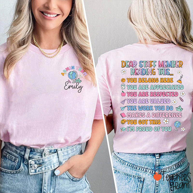 Personalized Notes For Staff Teams Teacher Two Sided T-Shirt