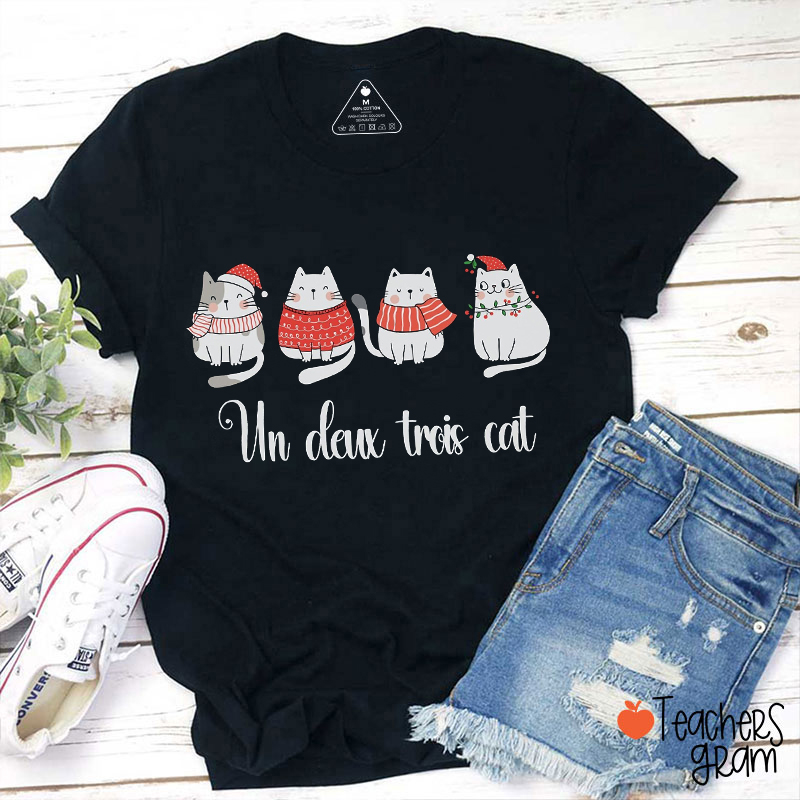 Un Deux Trais Cat French Teacher T-Shirt