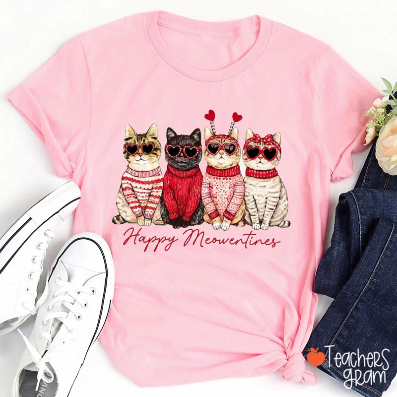 Happy Meowentines Teacher T-Shirt