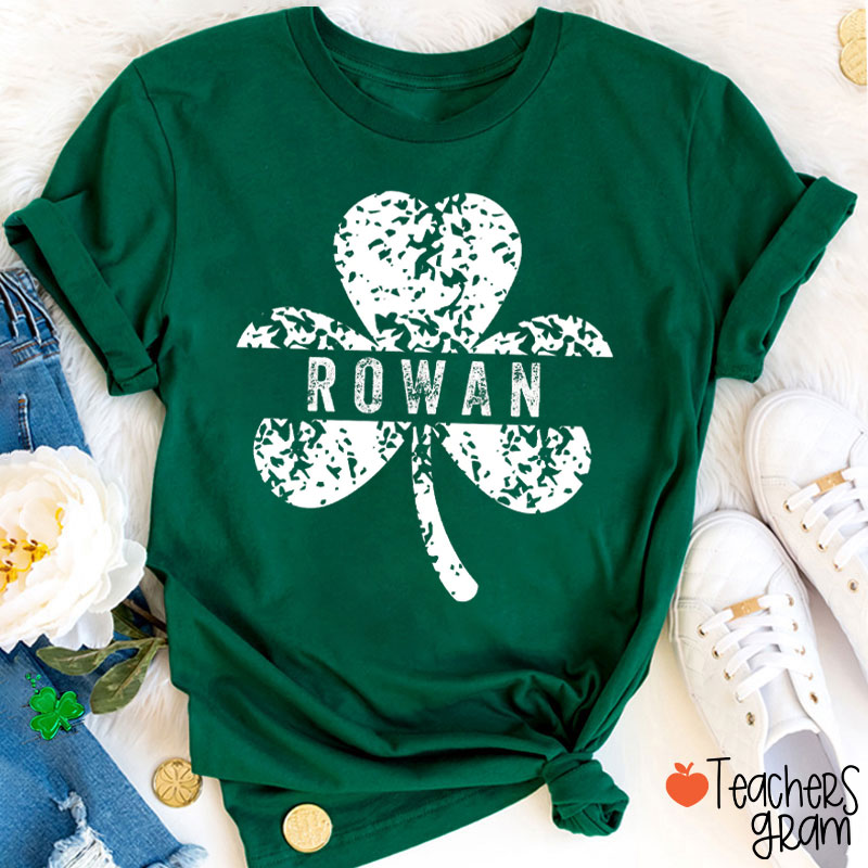 Personalized Name Retro Shamrock Teacher T-Shirt