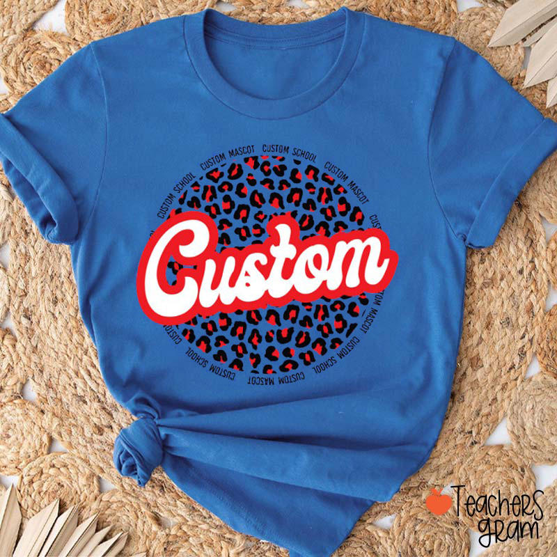 Personalized Mascot Leopard School Spirit Teacher T-Shirt